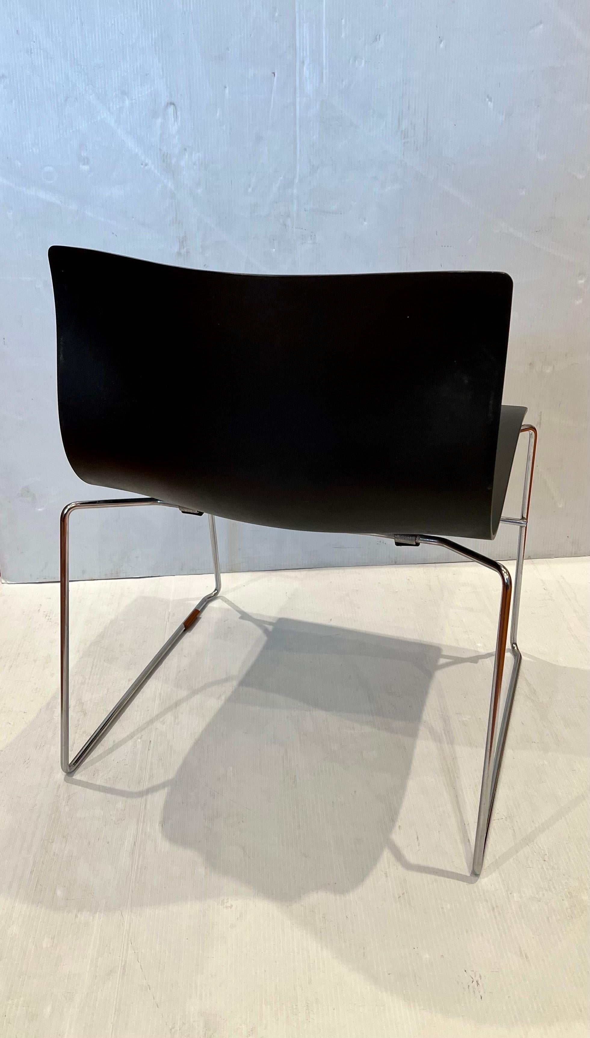 Set Handkerchief 4 Chairs in Black &Chrome Designed by Vignelli for Knoll Studio 1