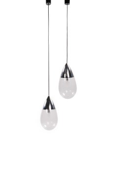 Set Hanging Lamps by Glashutte Limburg Model Drop, 1970 Germany