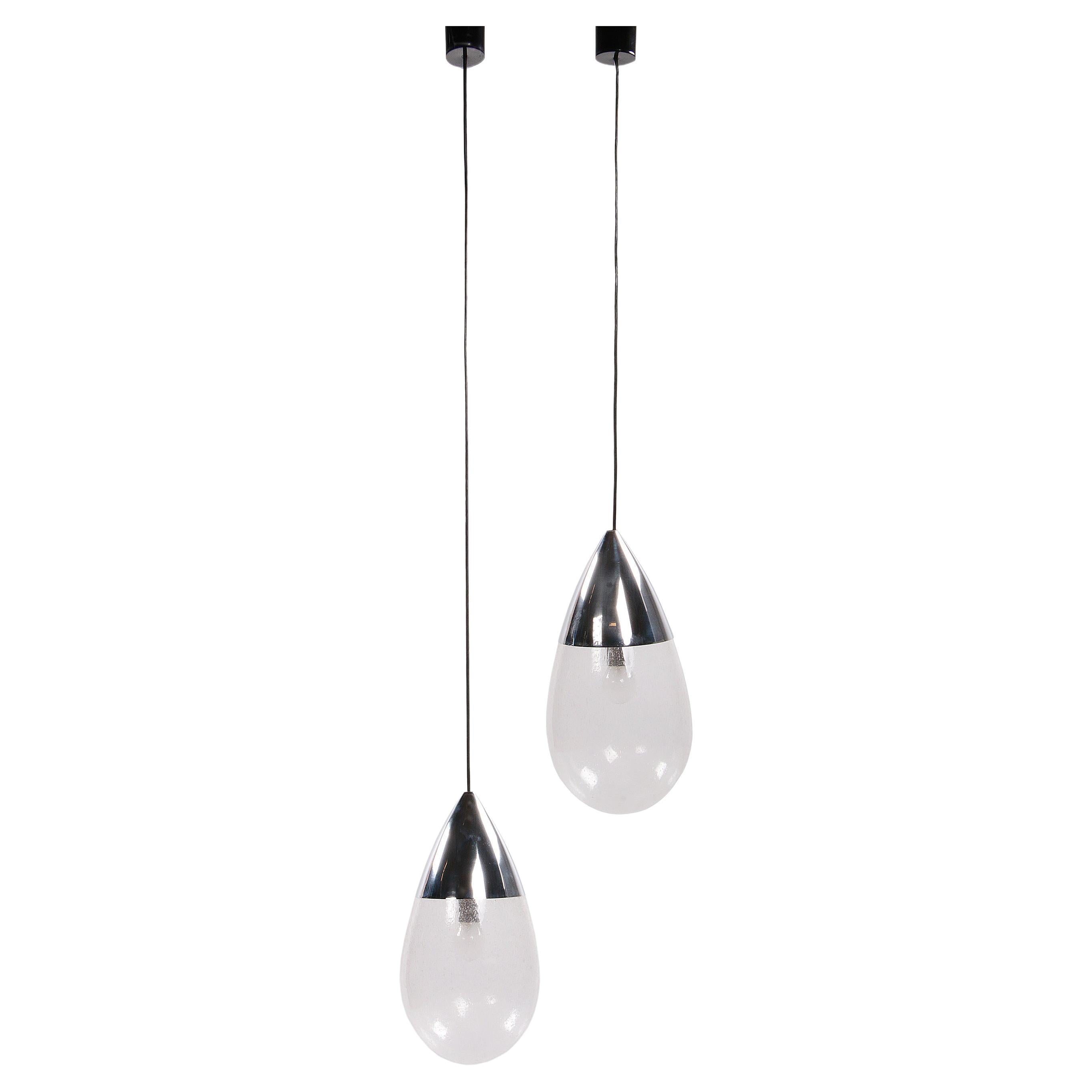 Set Hanging Lamps by Glashutte Limburg Model Drop, 1970 Germany For Sale
