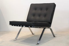 Set Hans Eichenberger Leather and Stainless Steel Lounge Chairs for Girsberger S