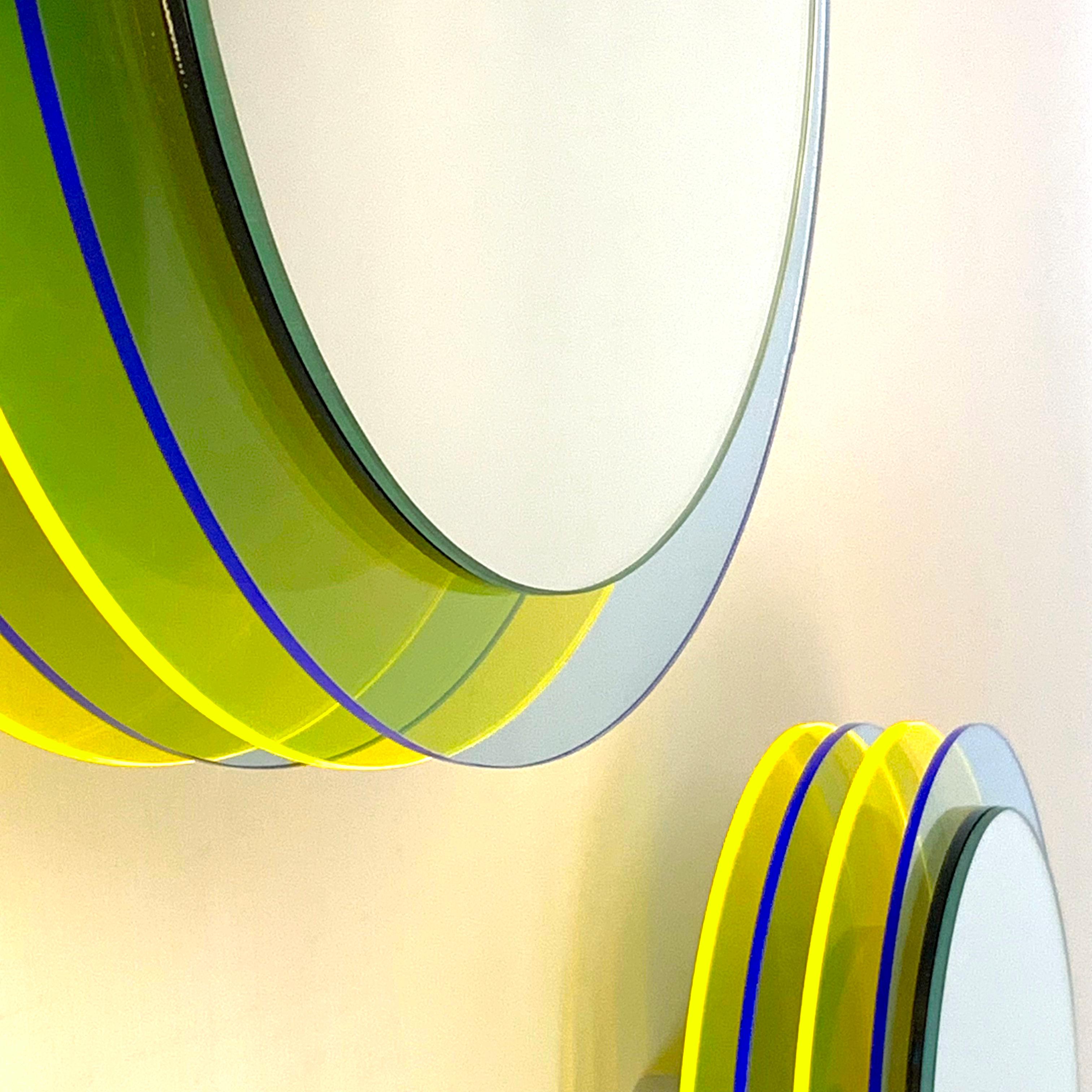 Aluminum Set Hebi - Wall Mirrors with Plexiglass, Design Sculpture by Andreas Berlin For Sale