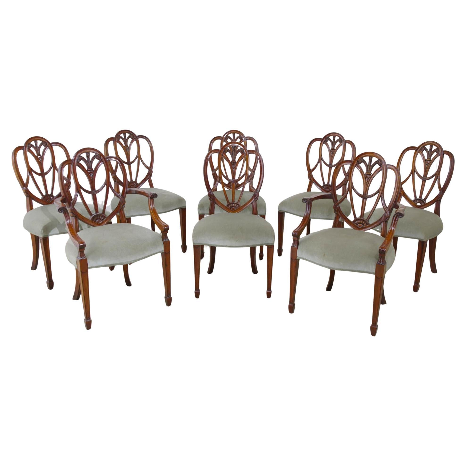 Set Hepplewhite Dining Chairs 8 Mahogany Diners