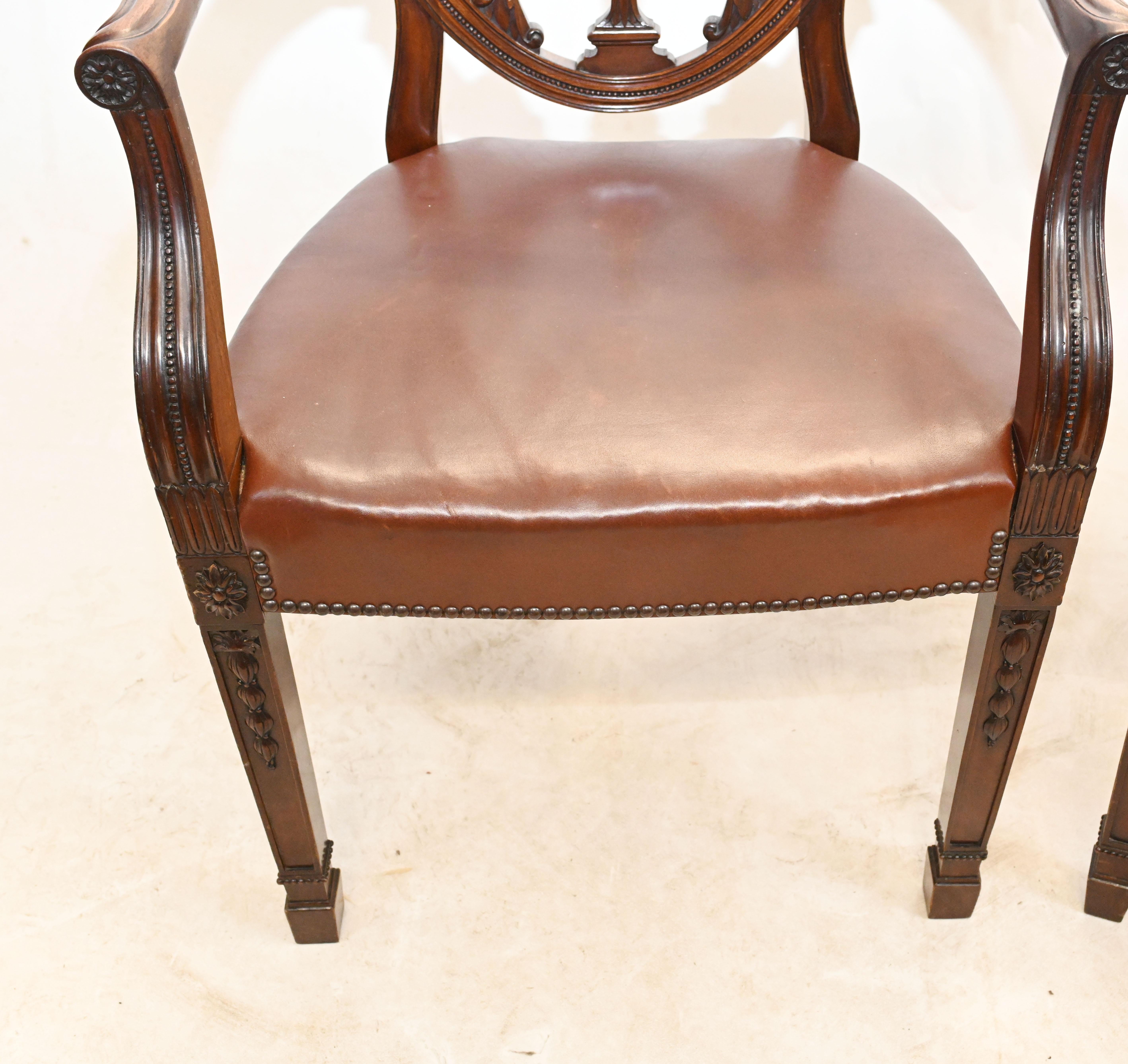 Ensemble de chaises de salle à manger Hepplewhite en acajou ancien 1880 en vente 1