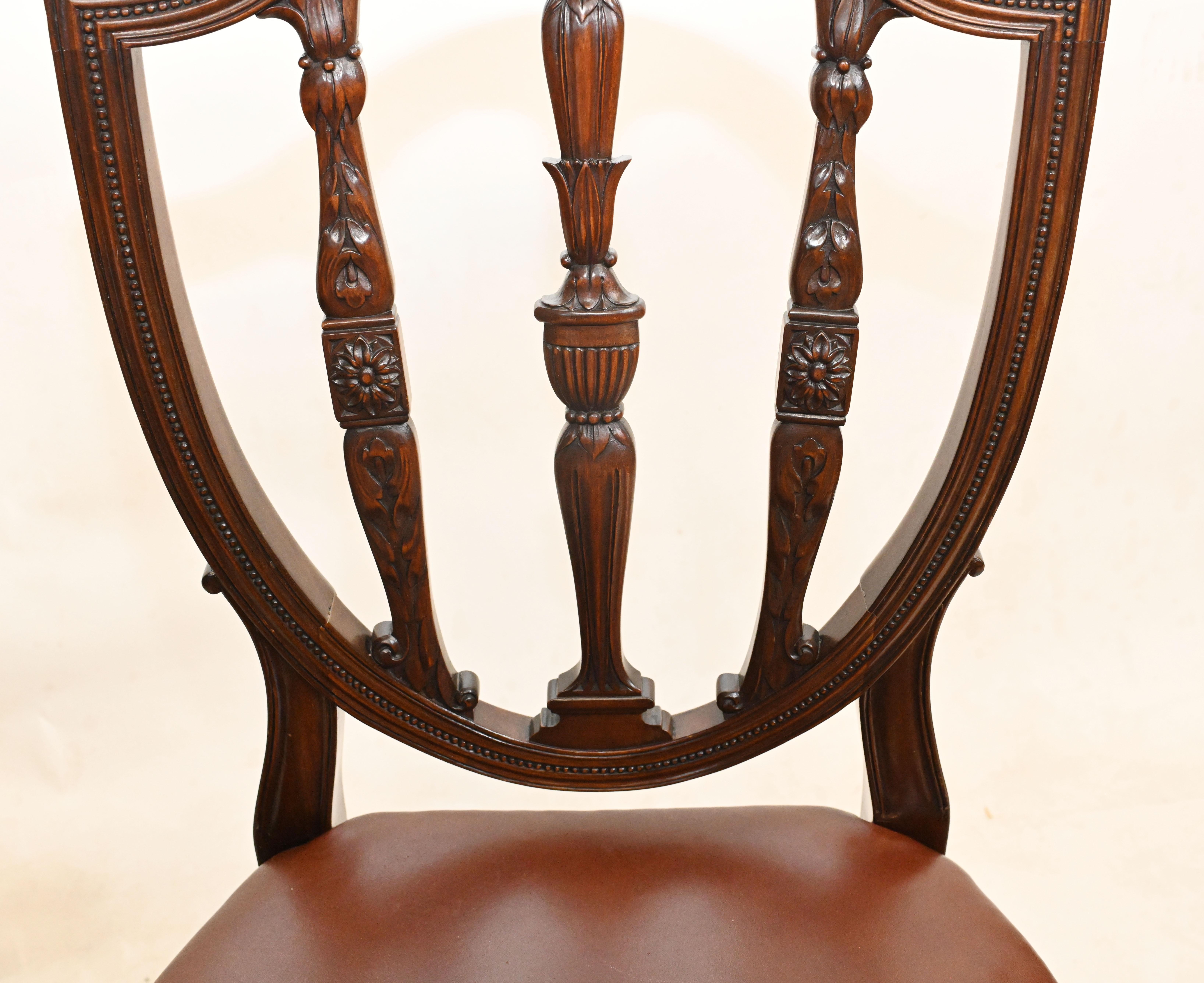 Set Hepplewhite Dining Chairs Antique Mahogany 1880 For Sale 4