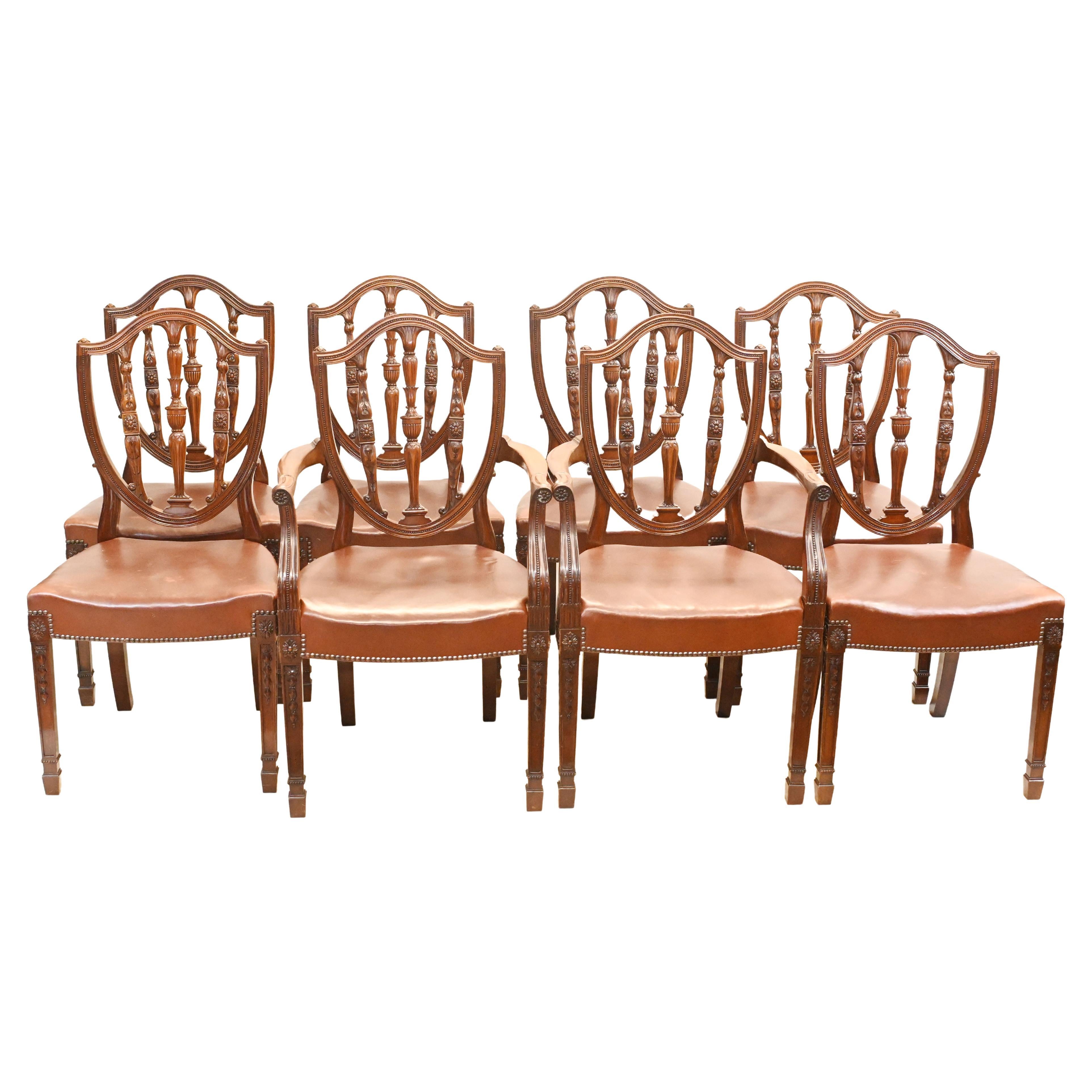 Set Hepplewhite Dining Chairs Antique Mahogany 1880