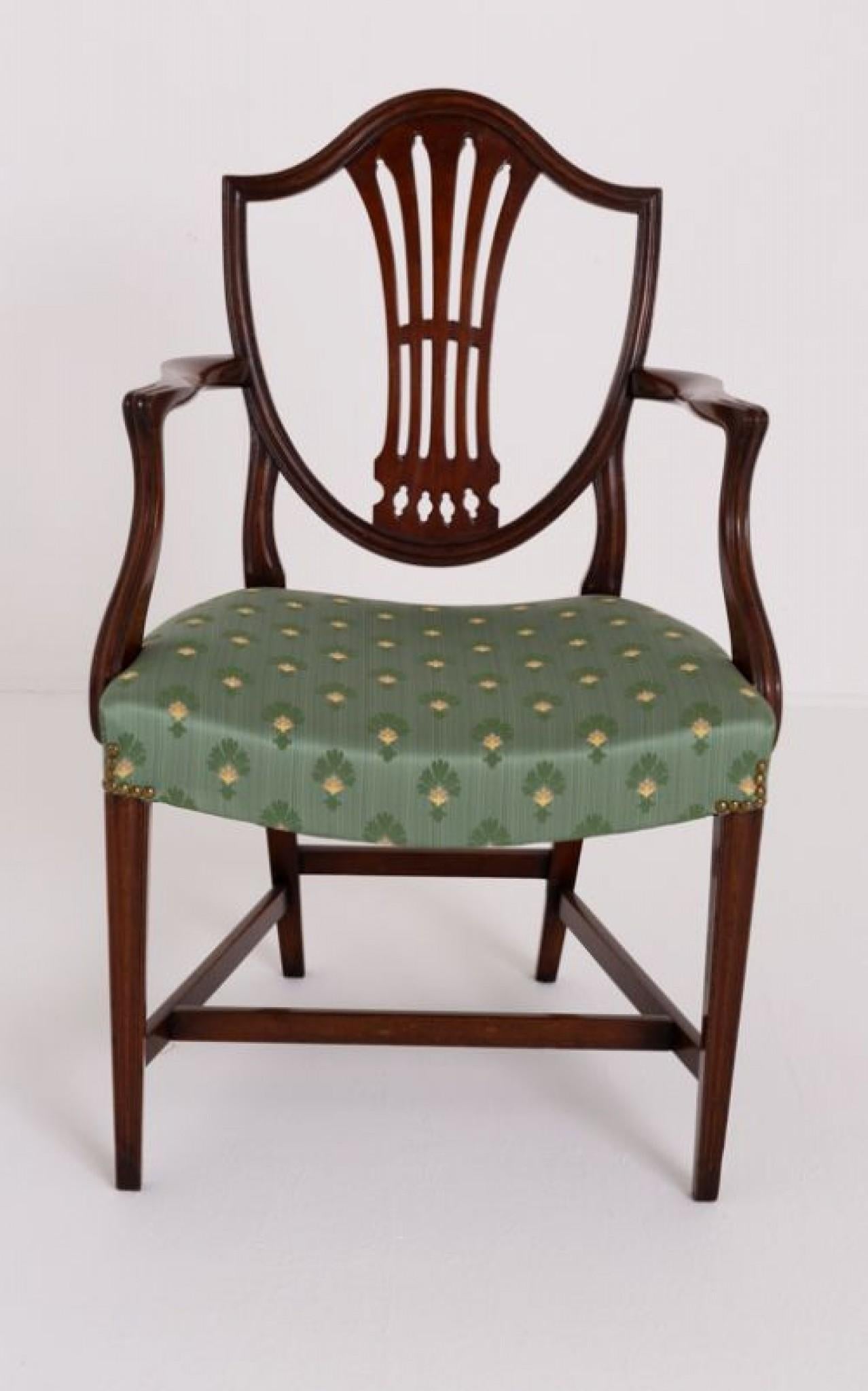 19th Century Set Hepplewhite Dining Chairs Mahogany Revival