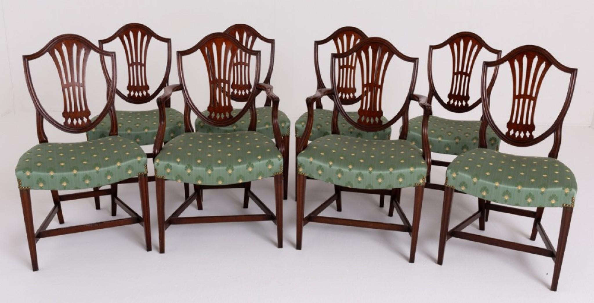 Set Hepplewhite Dining Chairs Mahogany Revival 1