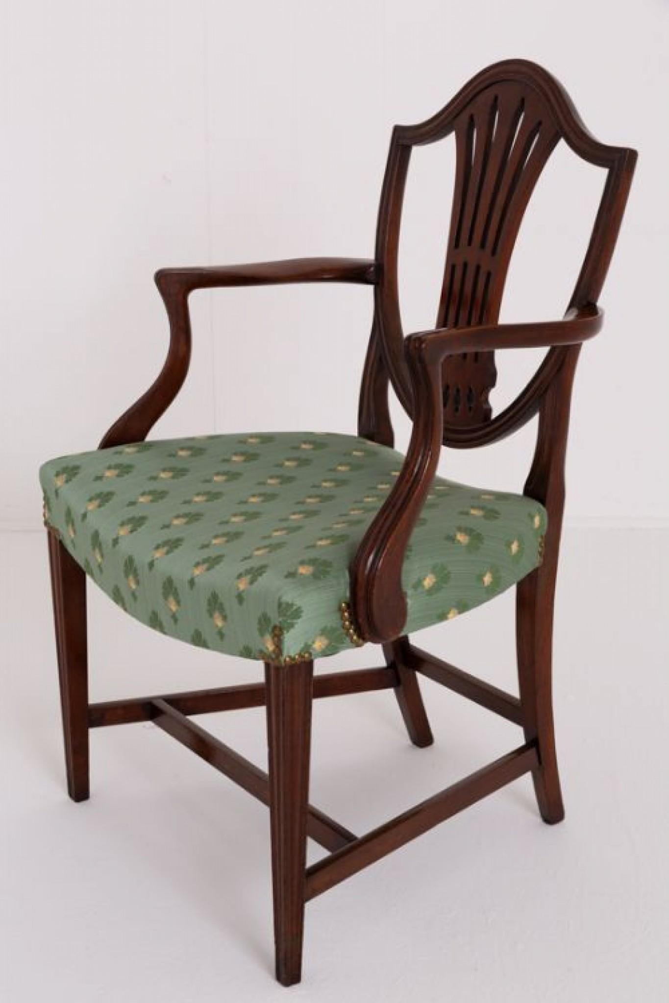 Set Hepplewhite Dining Chairs Mahogany Revival 2