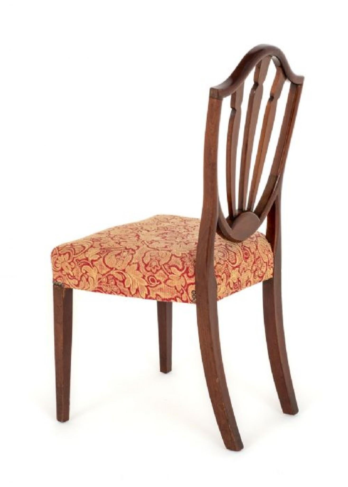 Mahogany Set Hepplewhite Dining Chairs Marquetry Inlay For Sale