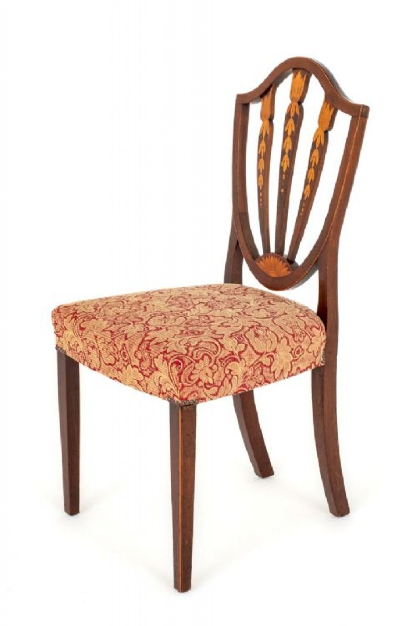 Set Hepplewhite Dining Chairs Marquetry Inlay For Sale 3