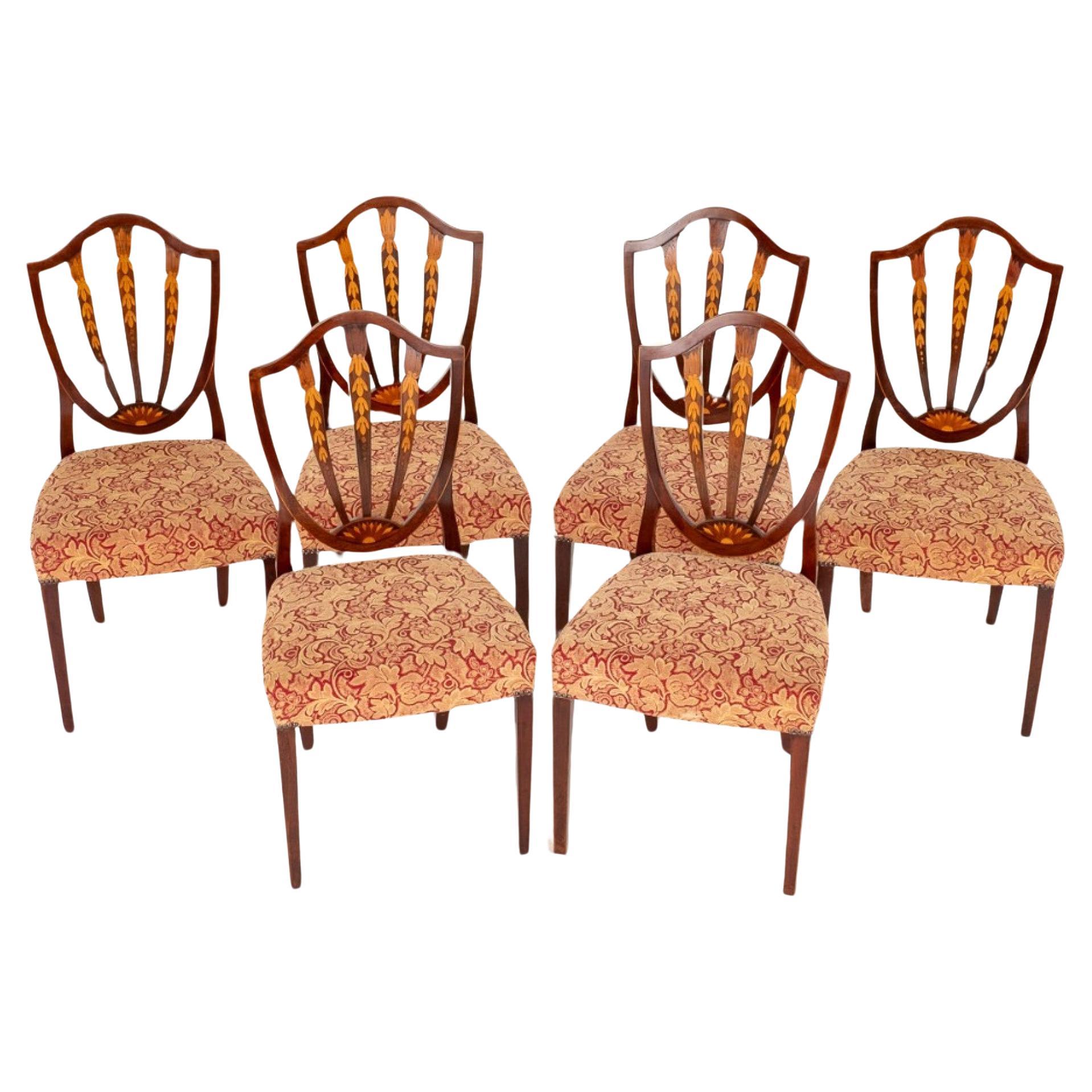 Set Hepplewhite Dining Chairs Marquetry Inlay