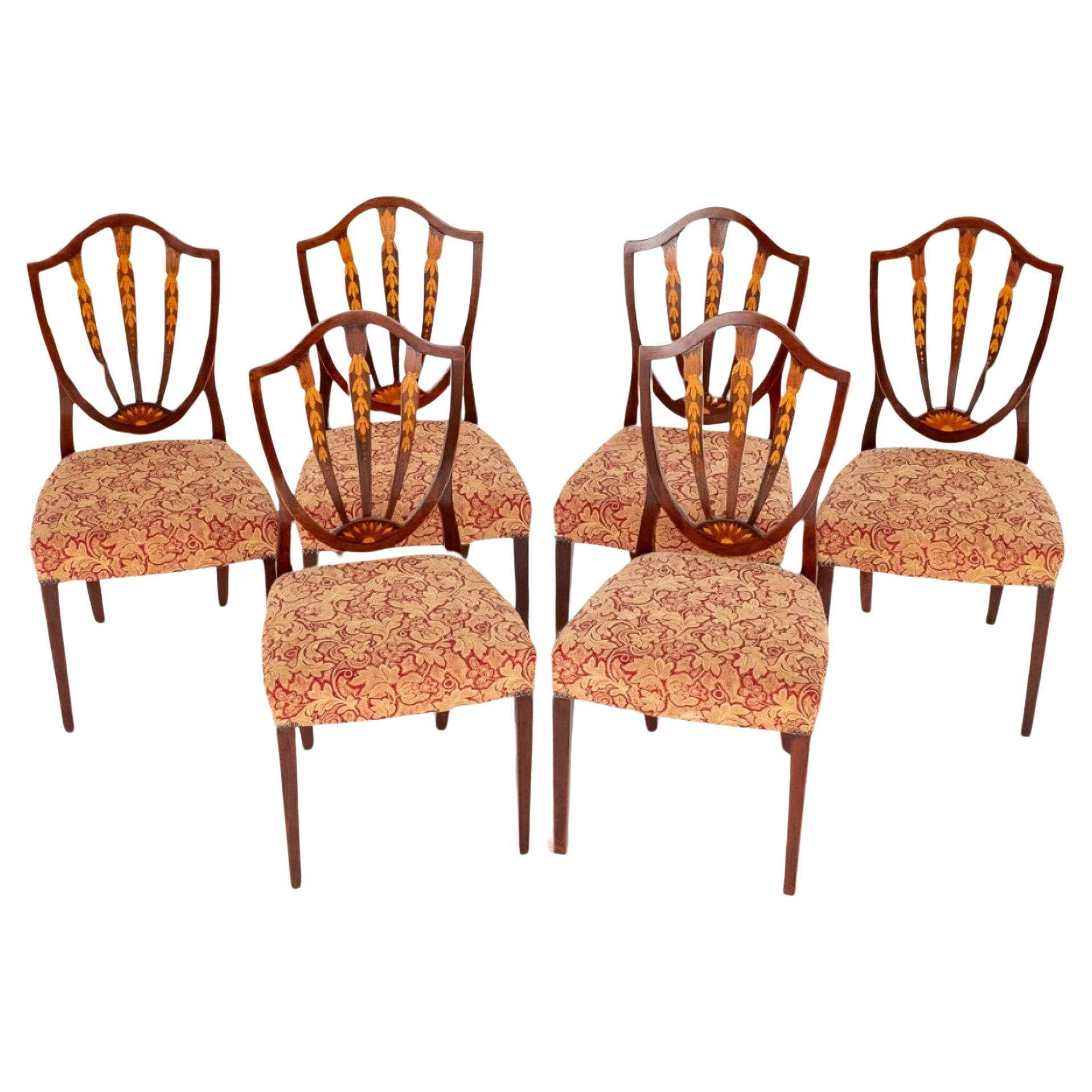 Set di sedie da pranzo Hepplewhite con intarsio di legno