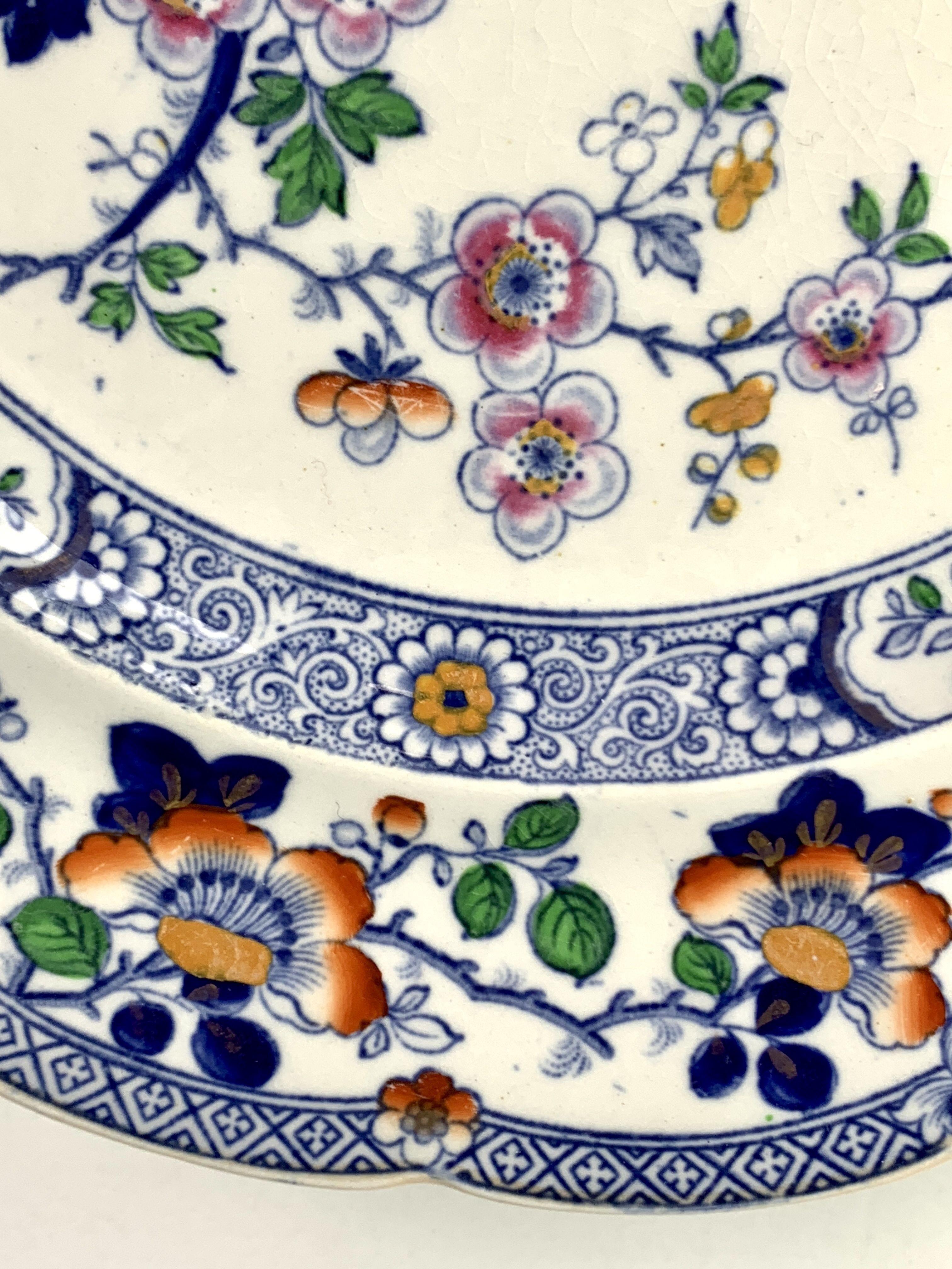Chinoiserie Set Hicks and Meigh Ironstone Dinner and Soup Dishes Made England circa 1820