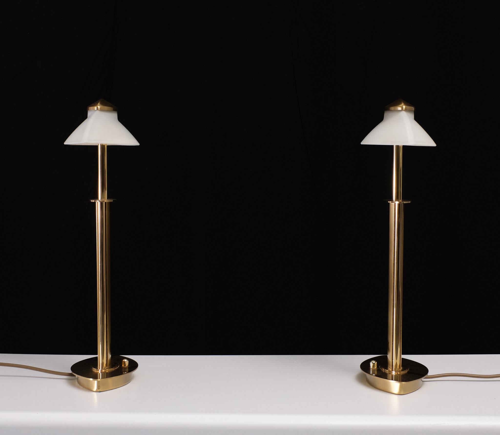 set Holtkotter Brass table lamps 1980s Germany 4