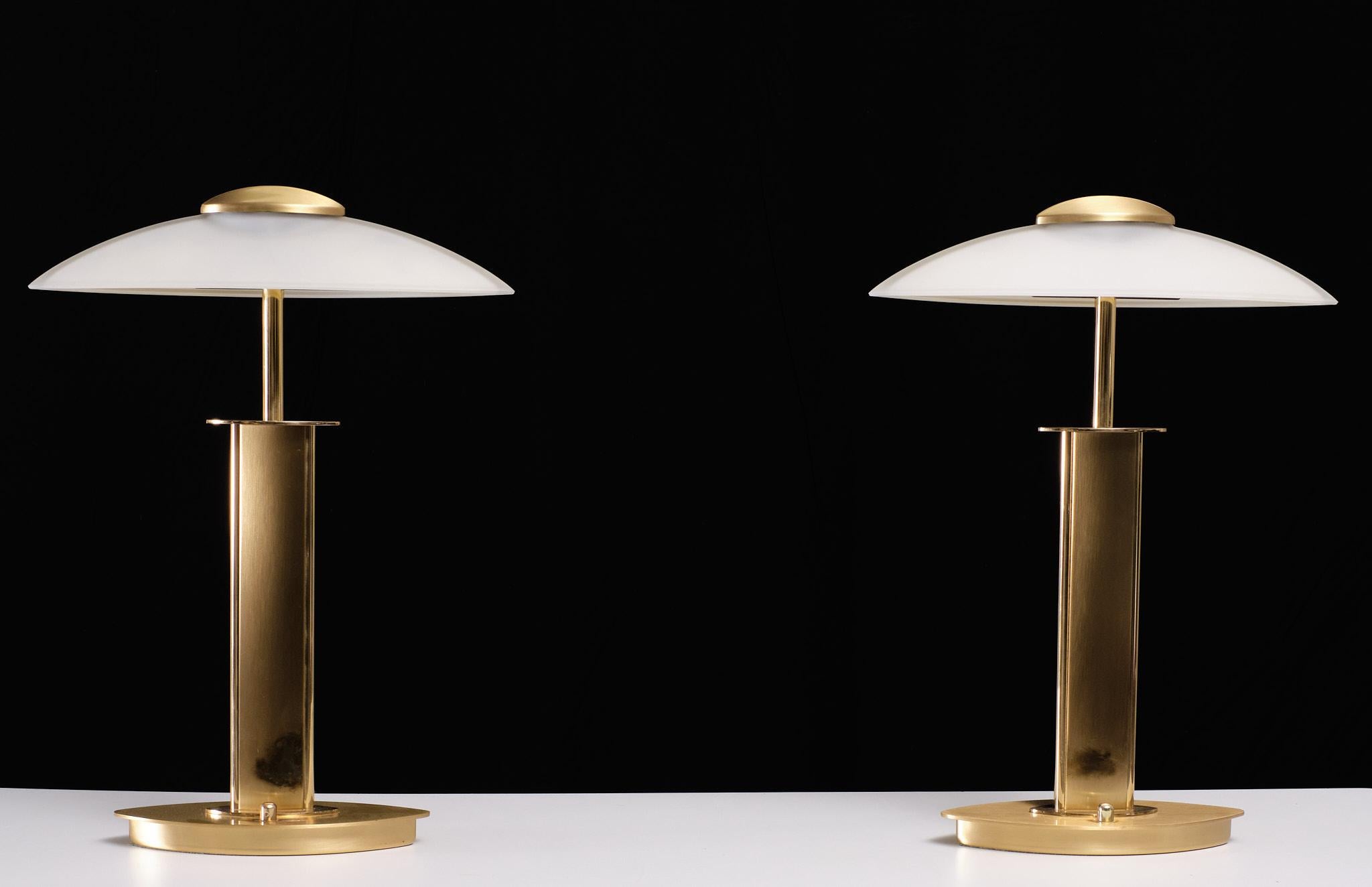 set Holtkotter Brass table lamps 1980s Germany 5