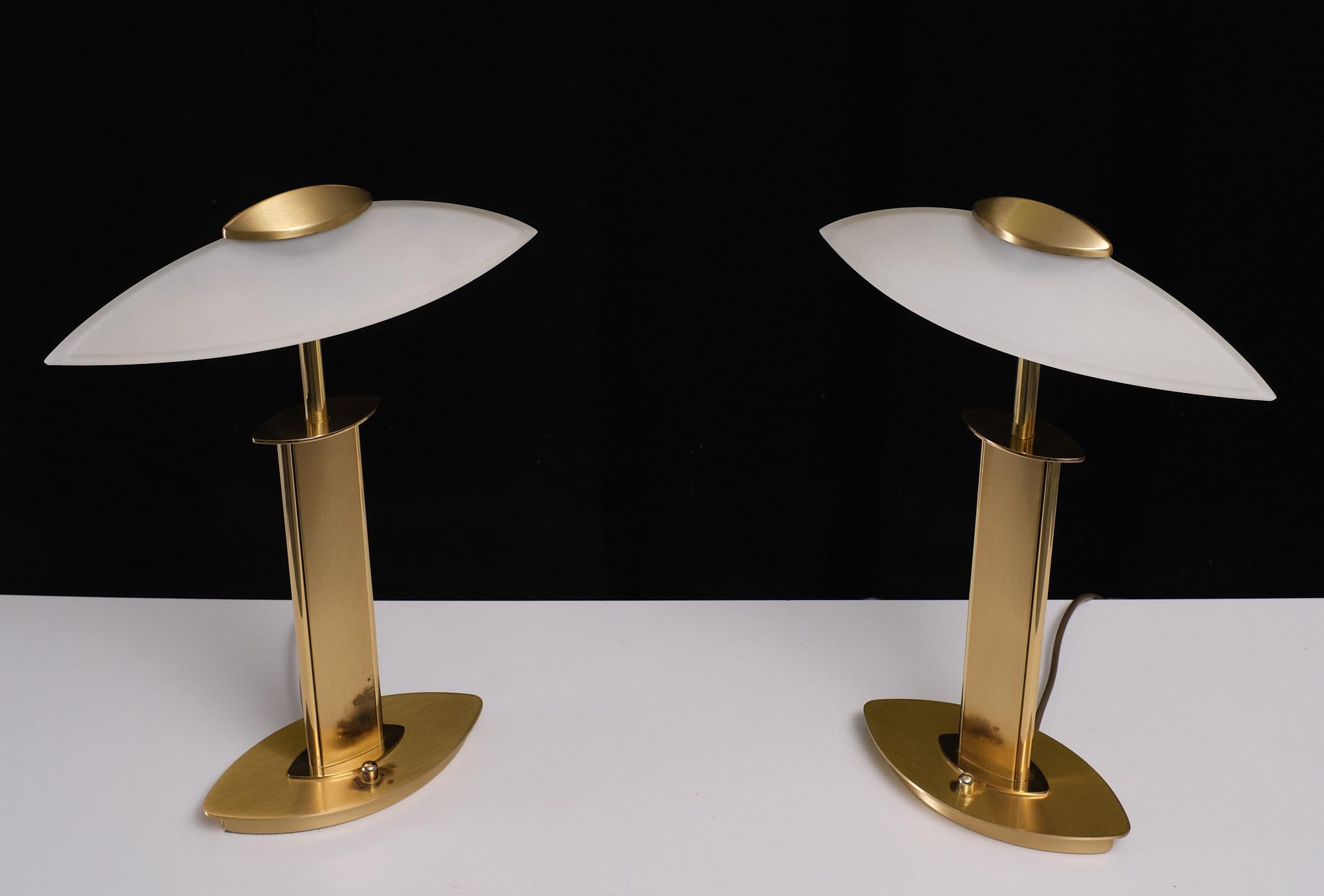 set Holtkotter Brass table lamps 1980s Germany 6