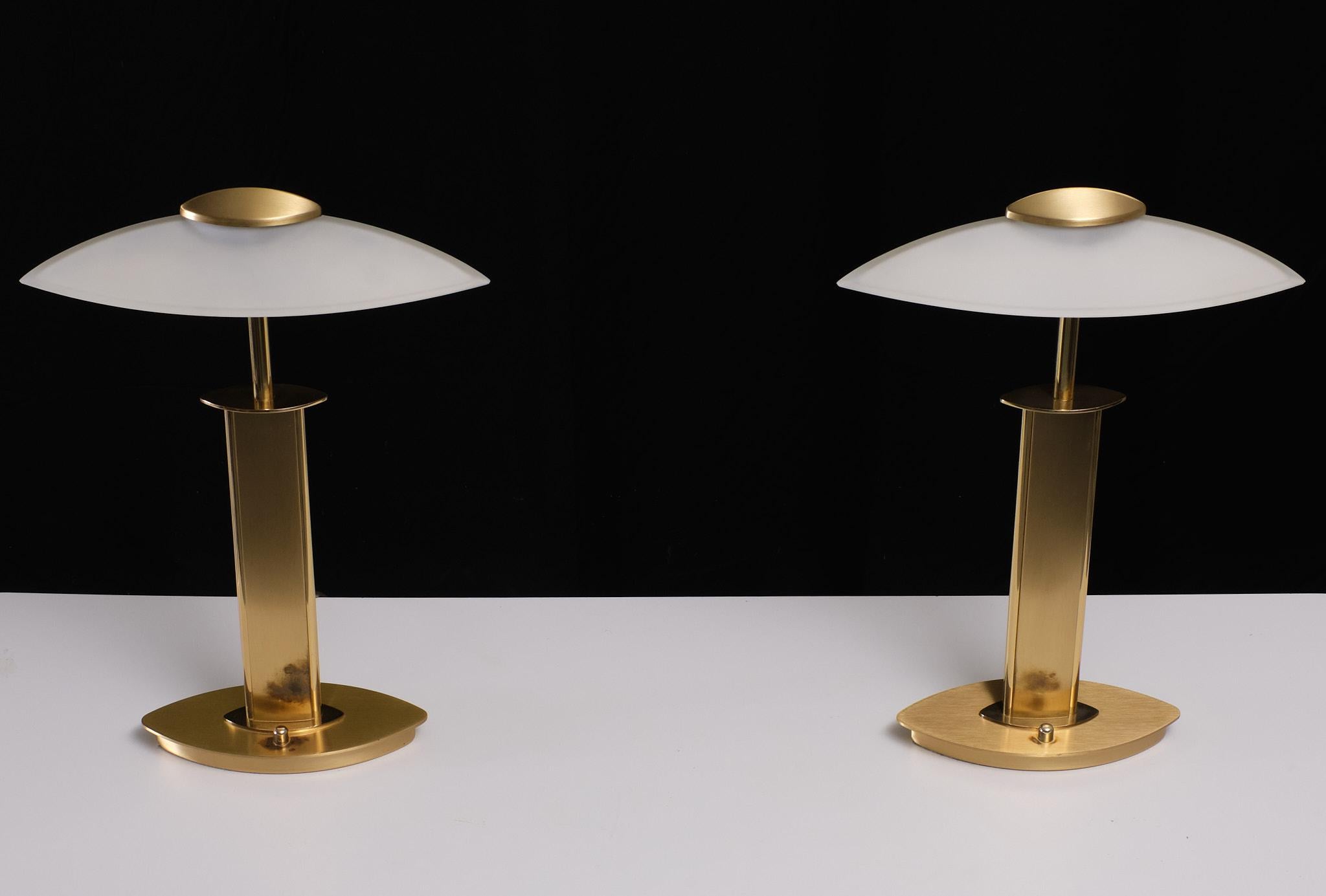 Holtkotter-Tischlampen aus Messing, 1980er Jahre, Deutschland, Set (Moderne)