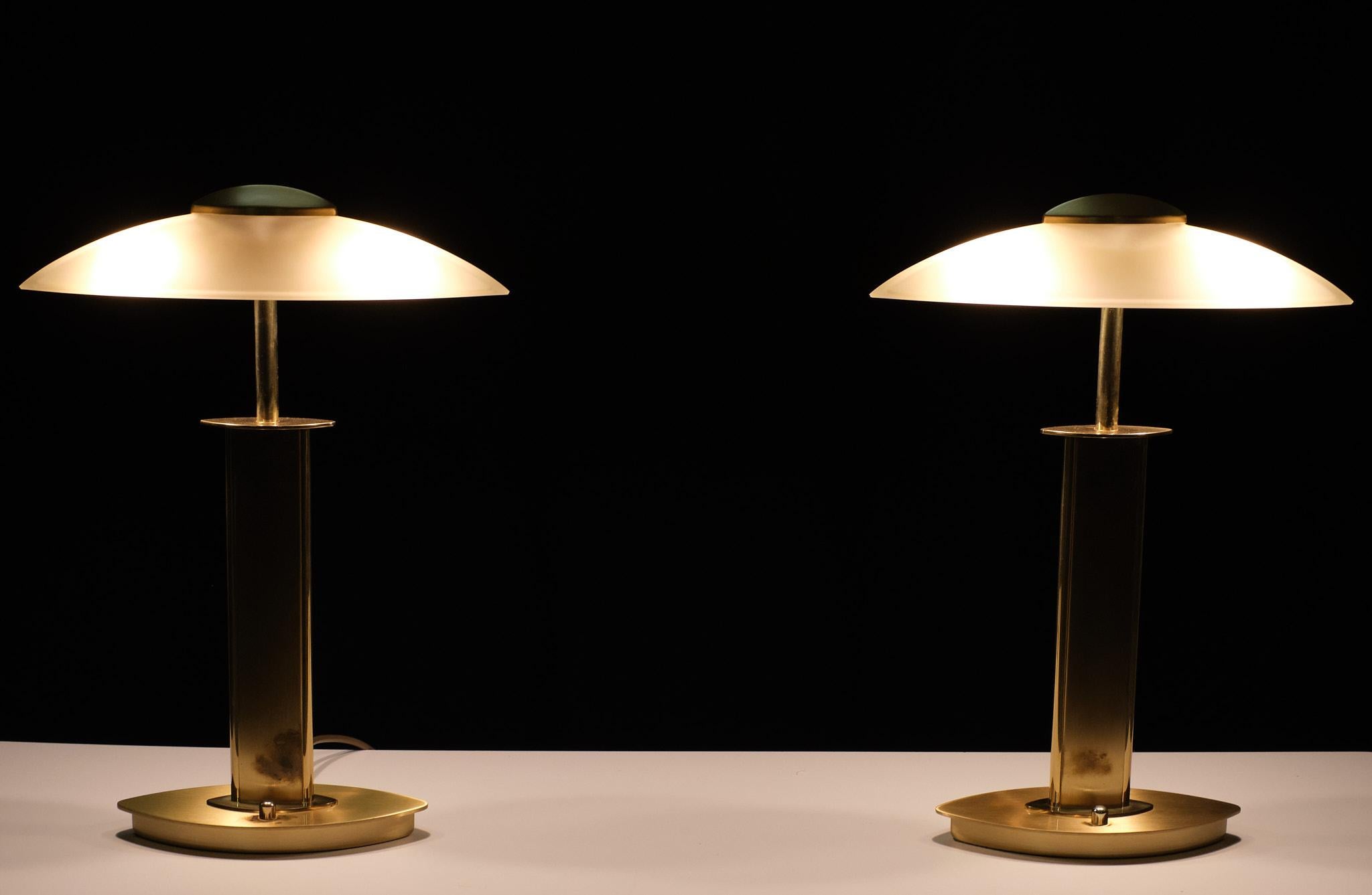 set Holtkotter Brass table lamps 1980s Germany 2