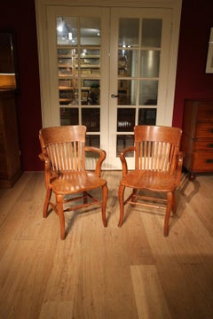 Set Identical Oak Office Chairs