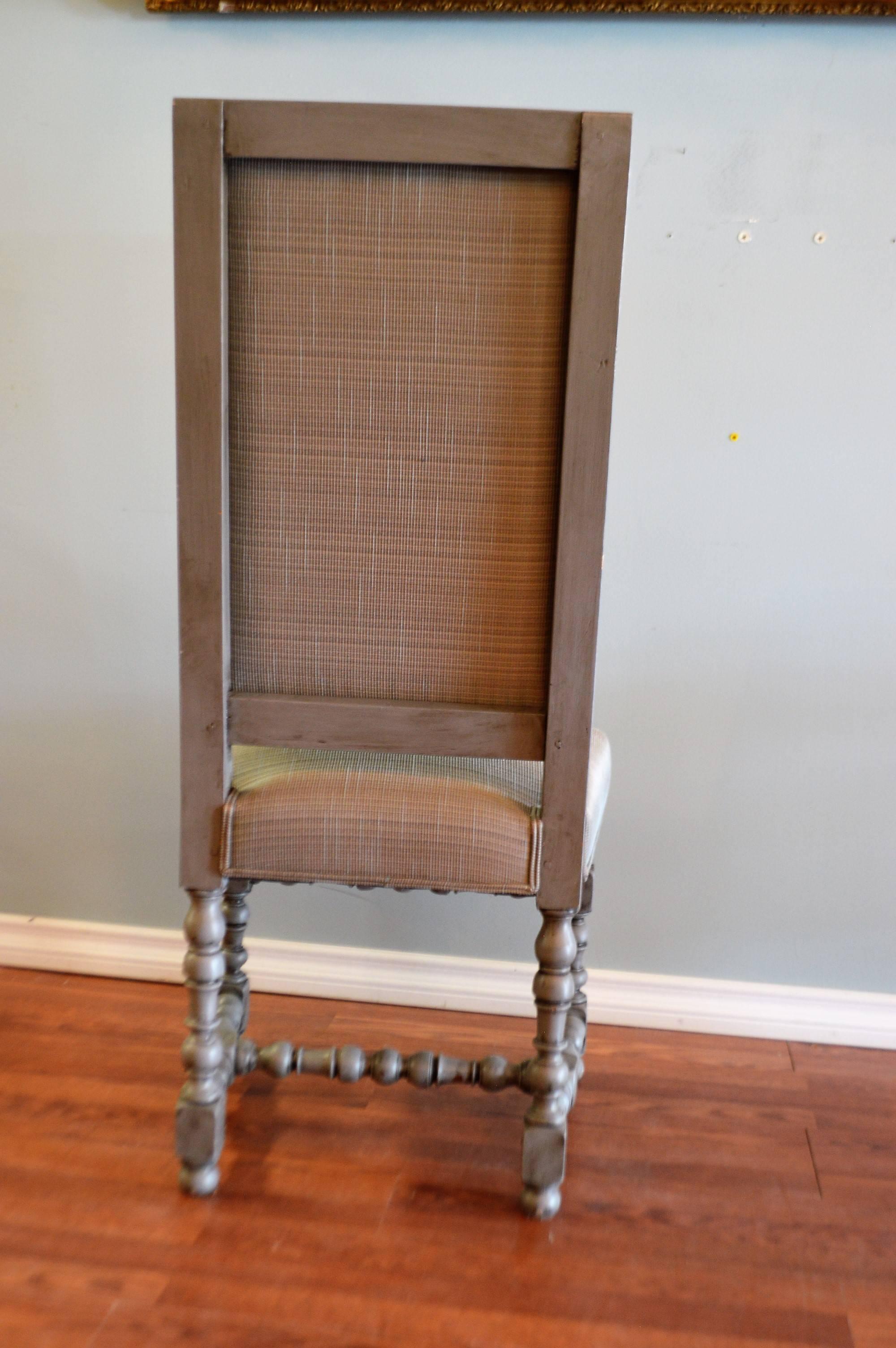 Set of Four Napoleon III Style Dining Chairs Painted Grey Newly Upholstered For Sale 3