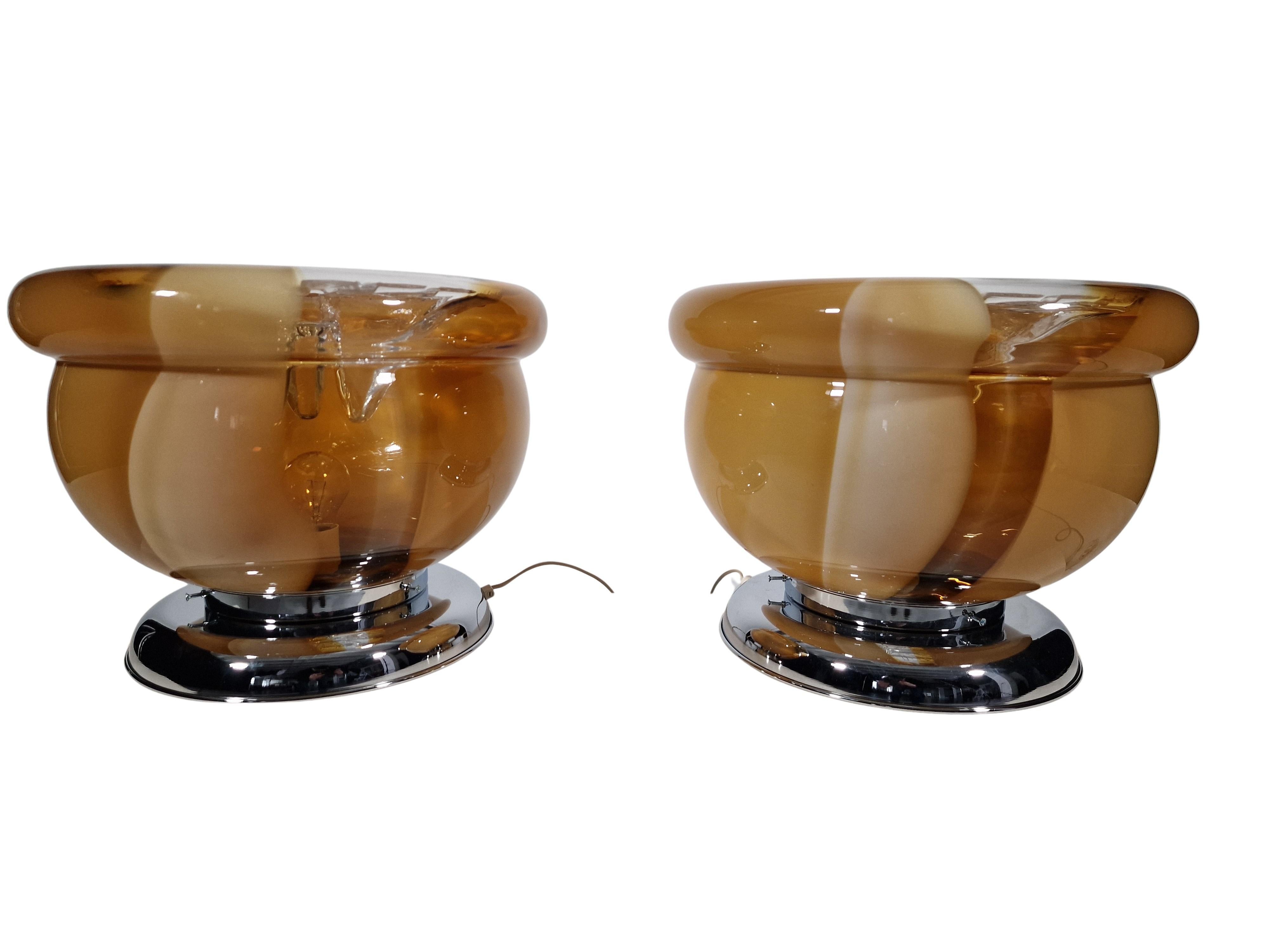 Set impressive huge table or floor lights, Carlo Nason for Mazzega, 1970s, Italy For Sale 1