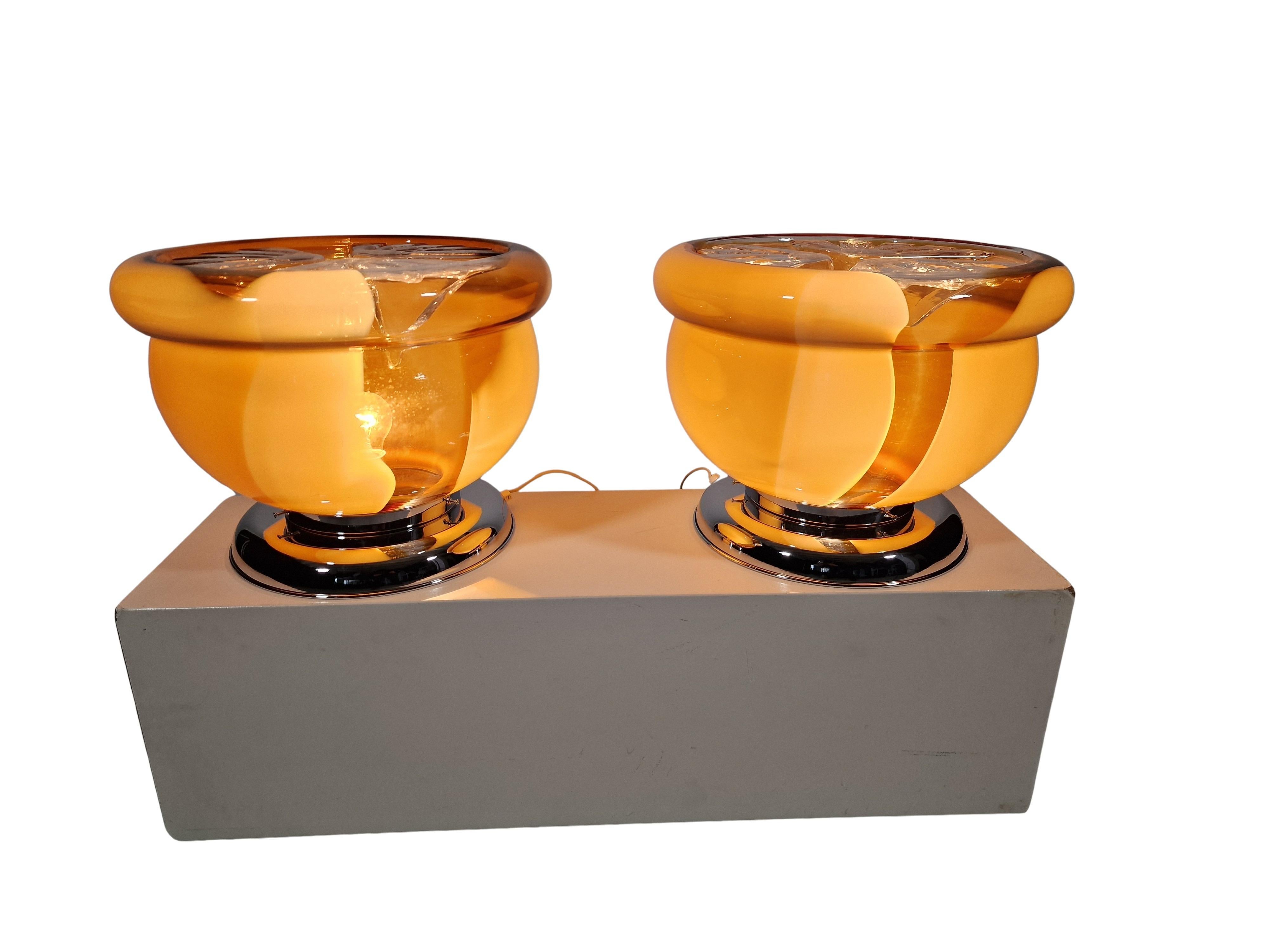Set impressive huge table or floor lights, Carlo Nason for Mazzega, 1970s, Italy For Sale 5