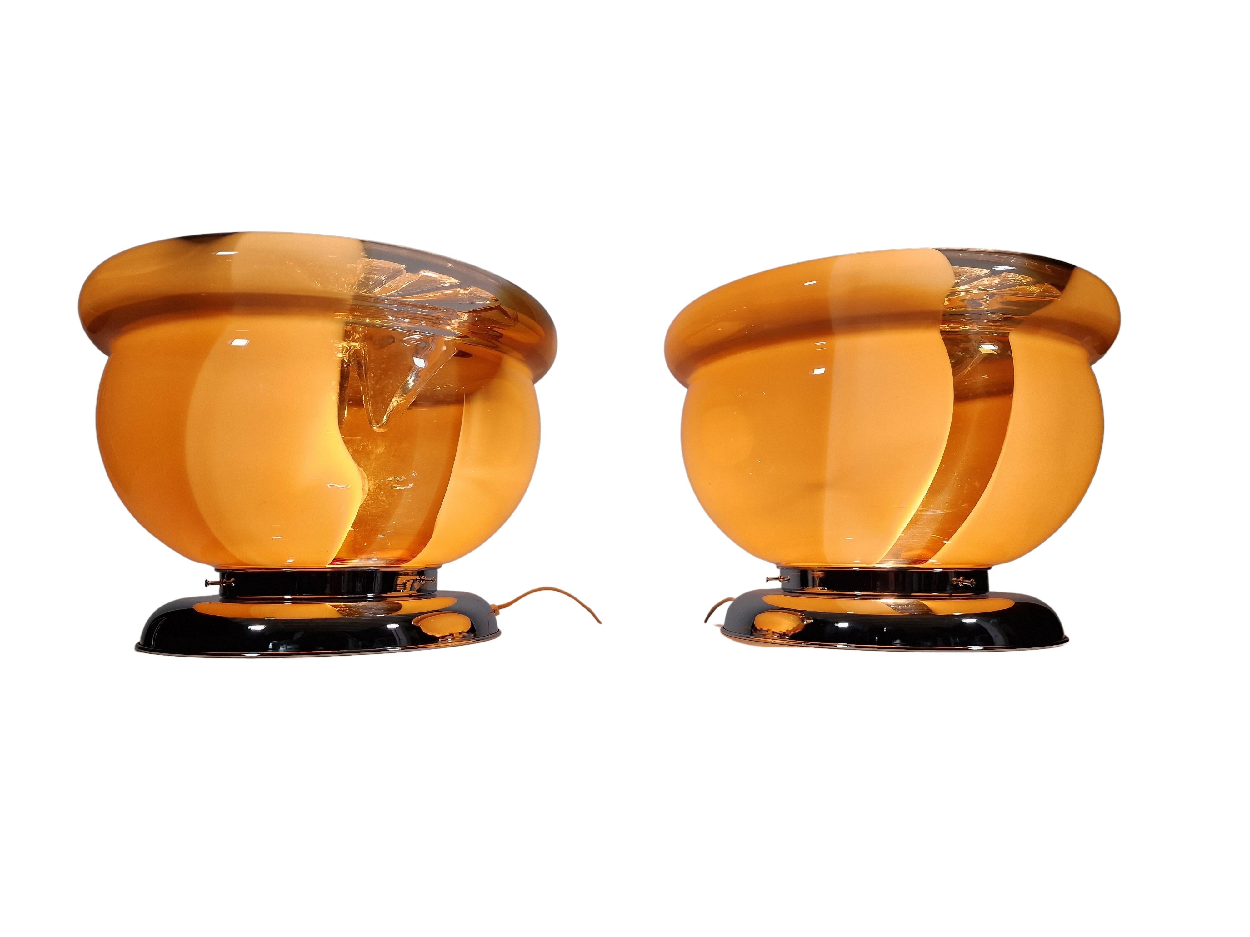 Mid-Century Modern Set impressive huge table or floor lights, Carlo Nason for Mazzega, 1970s, Italy For Sale