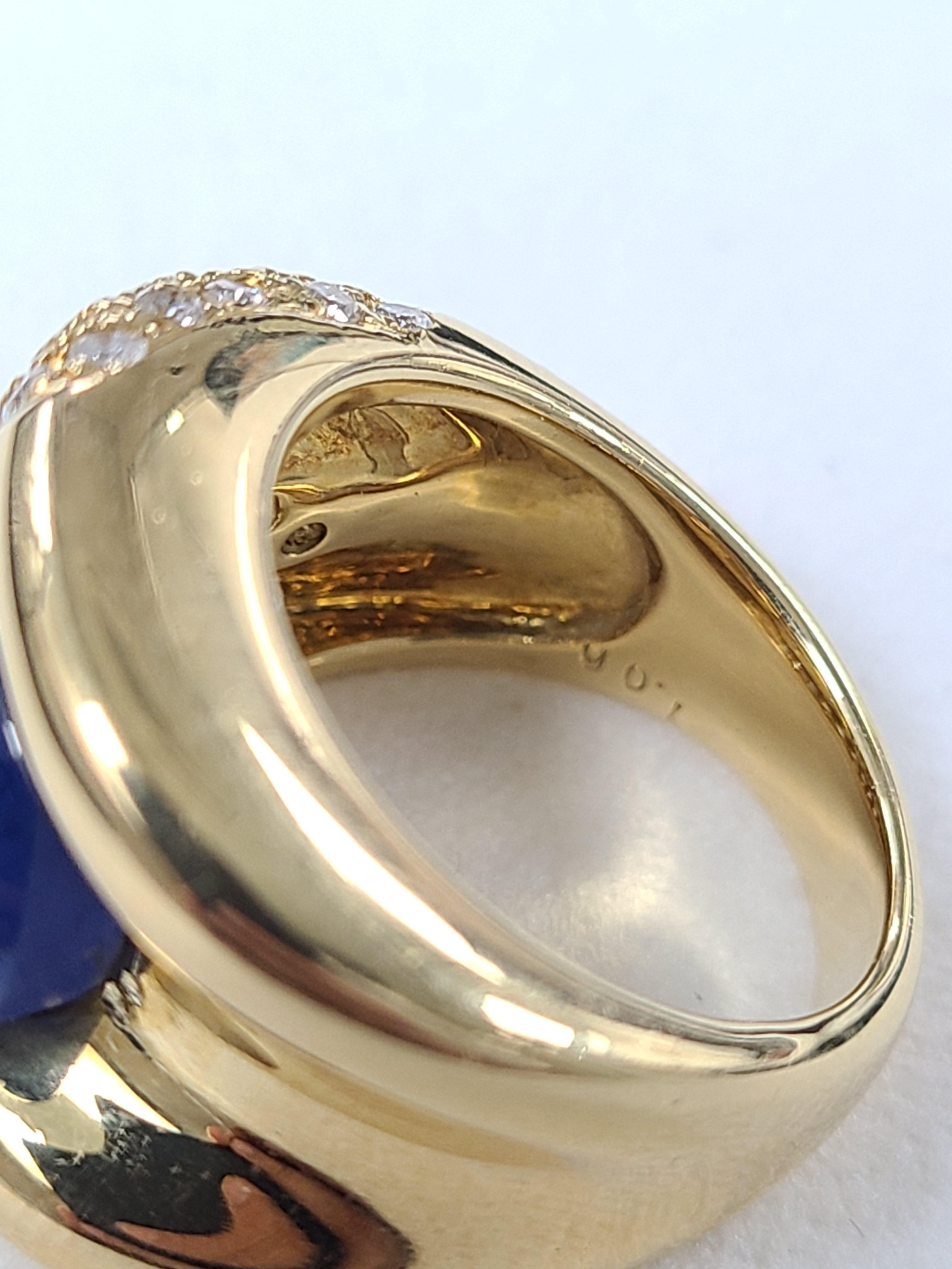 18 Karat Gold 11.16 Carat Blue Sapphire Cabochon Ring 2