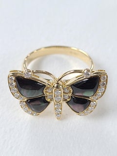 18 Karat Gold Schmetterling Designer-Ring mit Diamanten
