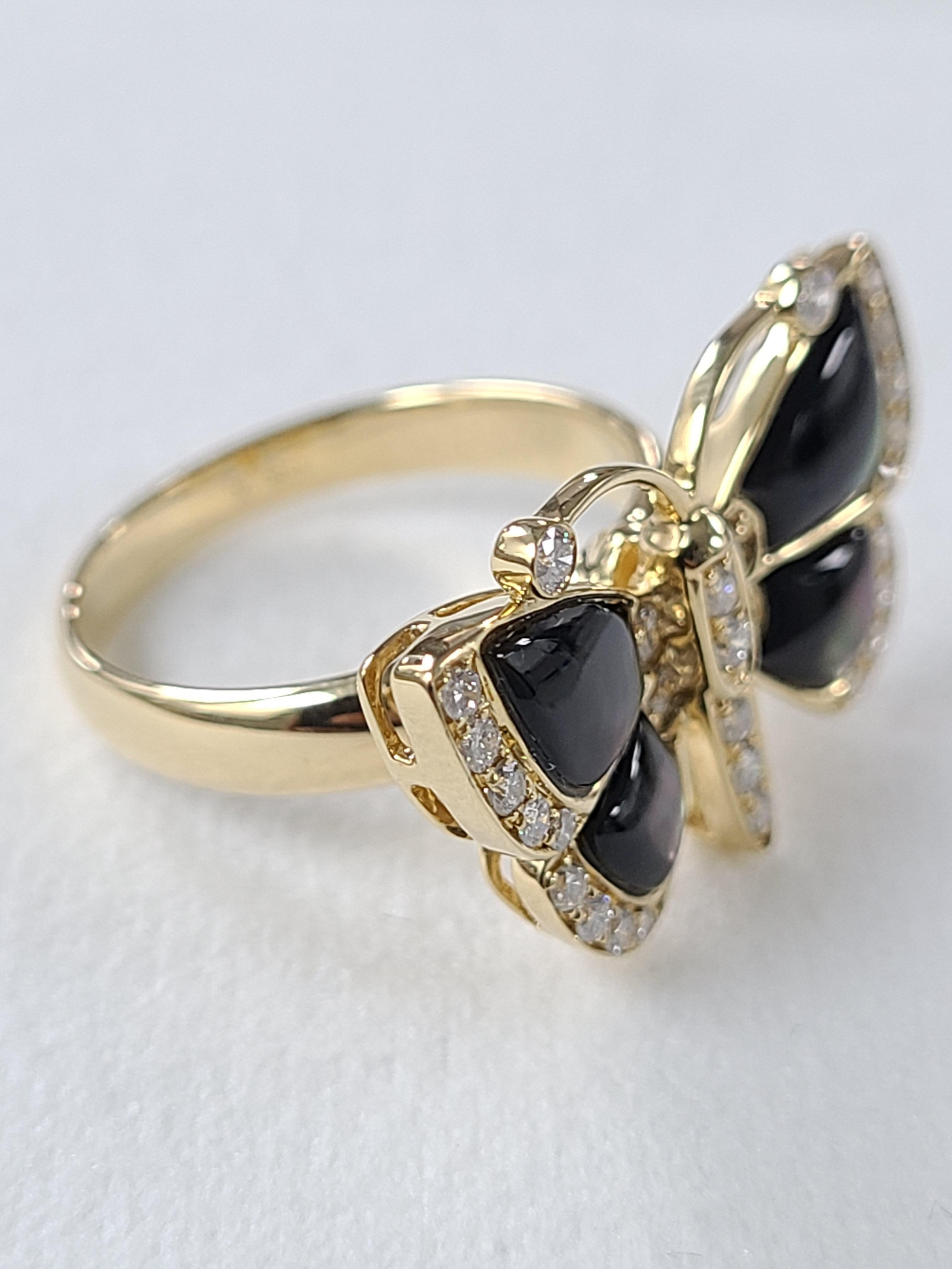 Bague créatrice papillon en or 18 carats avec diamants Pour femmes en vente