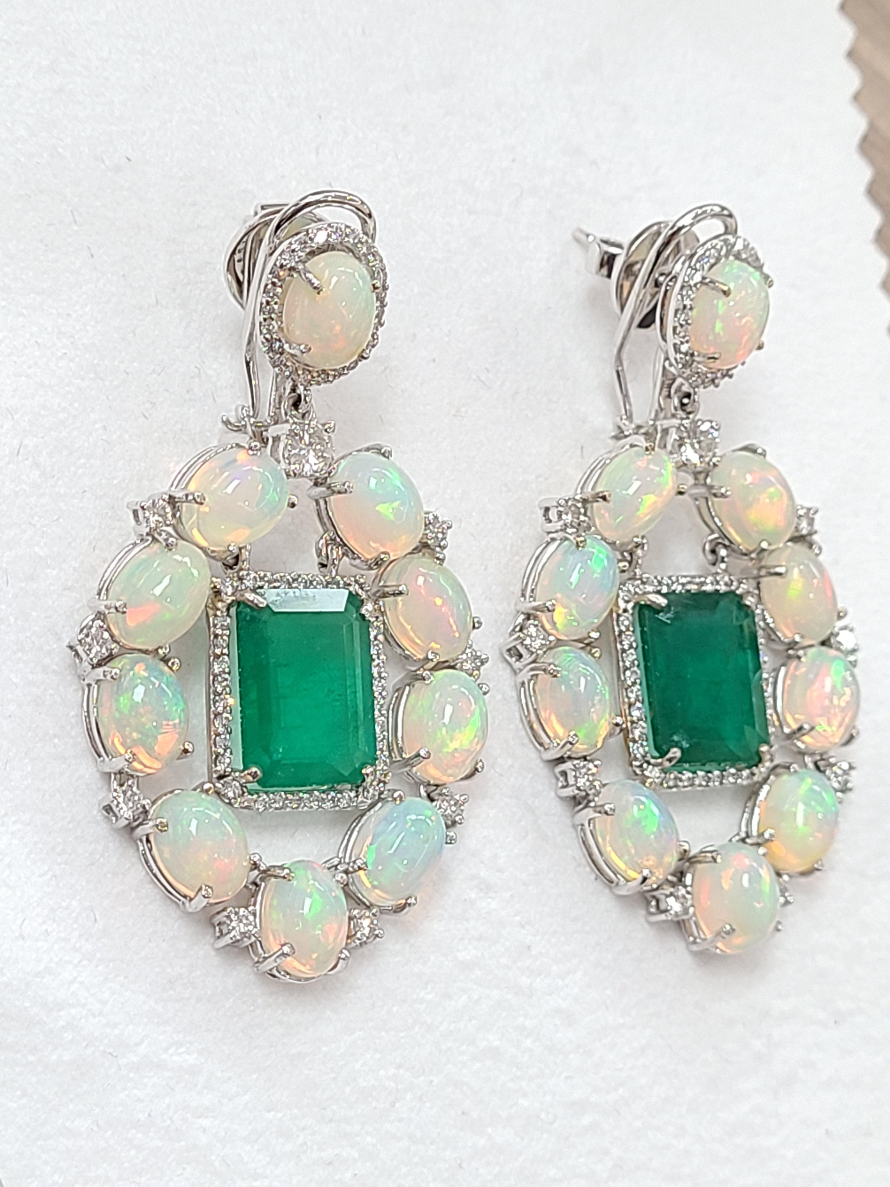 opal and emerald earrings
