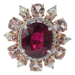 18 Karat Rose Gold Rubellite and Morganite Ring with Diamonds