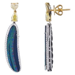 Set in 18K Australian Doublet Opal and Fancy Yellow Diamonds Chandelier Earrings