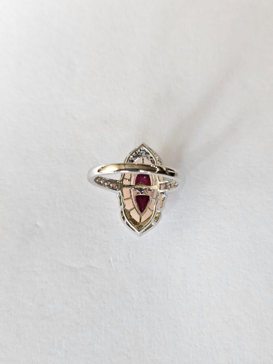 Set in 18K Gold, 1.05 carats, Rubellite, Pink Opal & Diamonds Engagement Ring For Sale 3