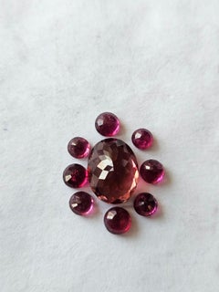 Set in 18K Gold, 10.69 carats, Rubellite & Rose Cut Diamonds Engagement Ring