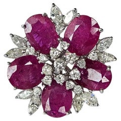 Set in 18K Gold, 11.84 carats, natural Mozambique Ruby & Diamonds Cocktail Ring