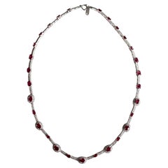 Set in 18k Gold, 12.20 Carats, Mozambique Ruby & Diamonds Link/ Choker Necklace