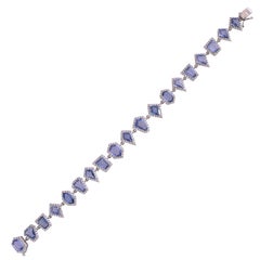 Bracciale moderno in oro 18 carati, 12,83 carati, zaffiri blu di Ceylon e diamanti