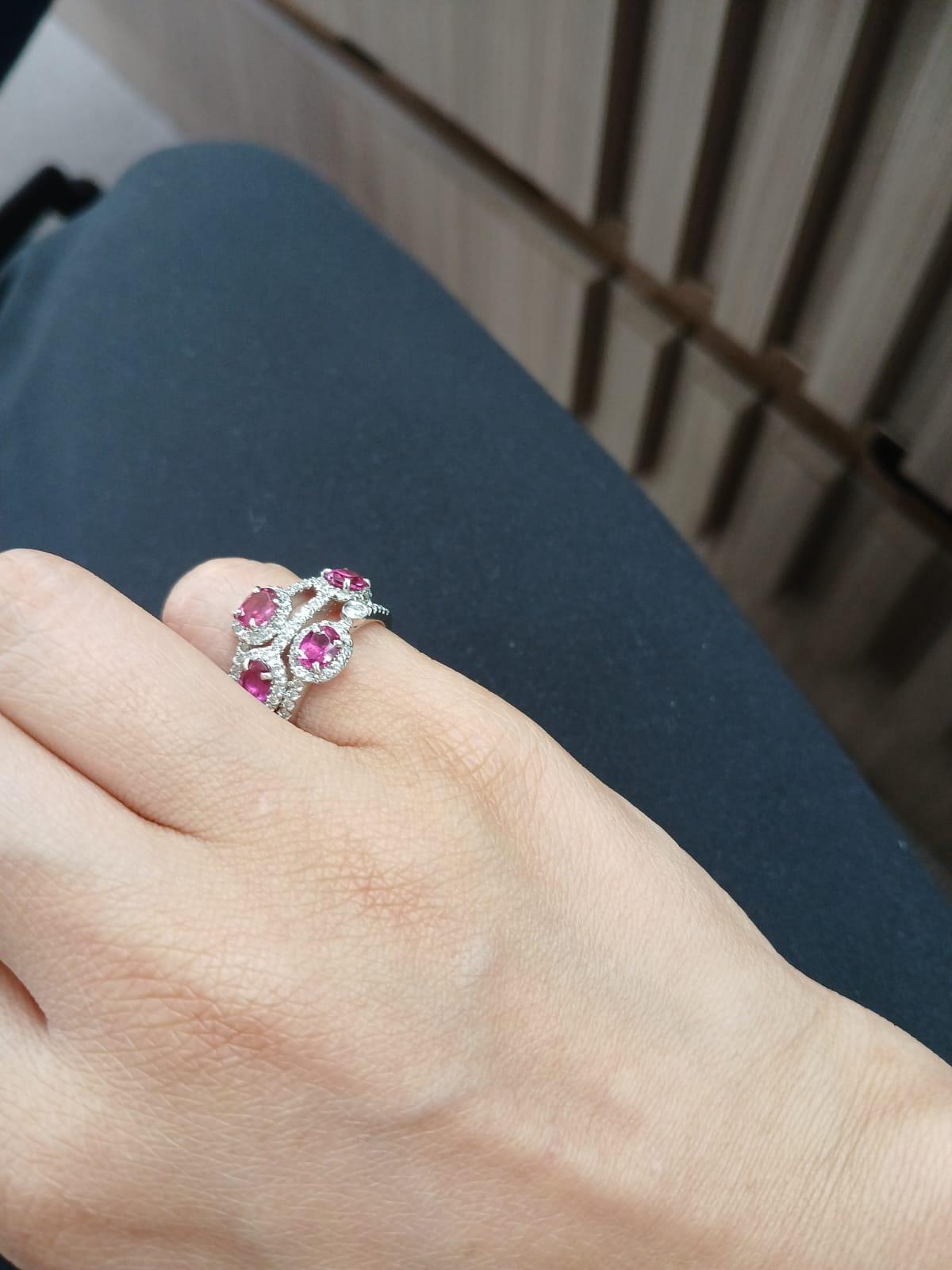 Set in 18k Gold, 1.41 Carats, Rubellite & Diamonds Engagement / Cocktail Ring For Sale 1