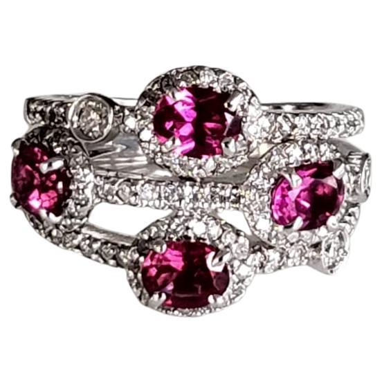 Set in 18k Gold, 1.41 Carats, Rubellite & Diamonds Engagement / Cocktail Ring For Sale