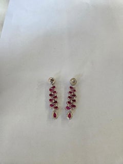 Orecchini pendenti in oro 18 carati, 15,48 carati, rubino del Mozambico e diamanti