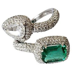 Bague de fiançailles en or 18 carats, 1,70 carat, émeraude naturelle de Zambie et diamants