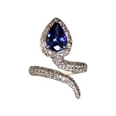 Set in 18K Gold, 2.02 carats, Tanzanite 
Diamonds Cocktail Engagement Ring