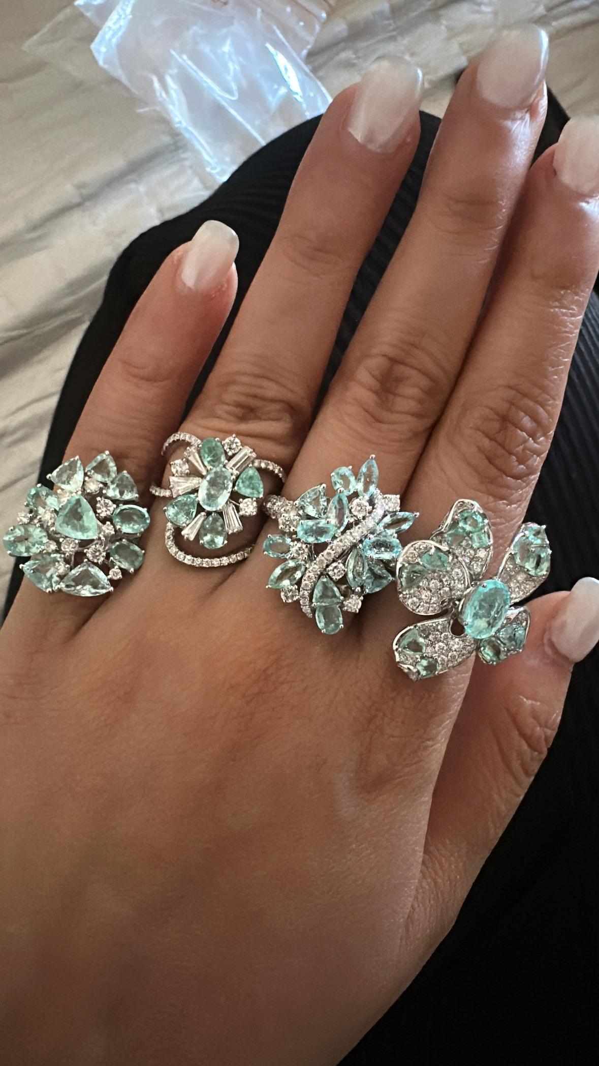 Bague de fiançailles en or 18 carats, 2,21 carats Tourmalines Paraiba et Diamants en vente 7