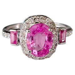 Set in 18K Gold, 2.32 carats, Ceylon Pink Sapphires & Diamonds Engagement Ring 