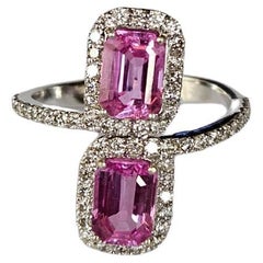 Set in 18K Gold, 2.36 carats, Ceylon Pink Sapphires 
Diamonds Cocktail Ring