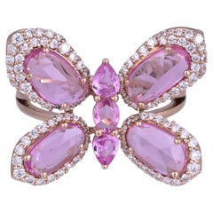 Set in 18K Gold, 2.43 carats Ceylon Pink Sapphires & Diamonds Engagement Ring