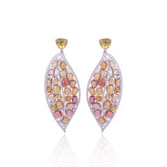 Set in 18K Gold, 24.91 carats, Yellow Sapphires & Diamonds Chandelier Earrings