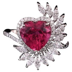 Verlobungs-/Cocktailring aus 18 Karat Gold, 3,51 Karat Rubellit und Diamanten