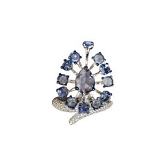 Cocktailring aus 18 Karat Gold, 3,66 Karat, blaue Ceylon-Saphire und Diamanten